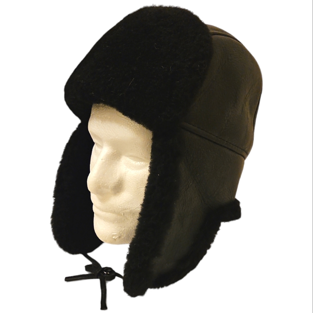 Aviator Sherling Sheepskin Hat Leather NWOT